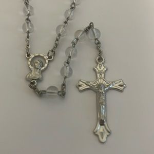 Catholic Clear Glass Traditional Rosary Beads